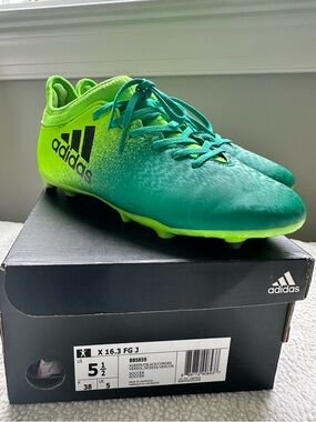 adidas Teal and Neon Green Firm-Ground Soccer Cleats